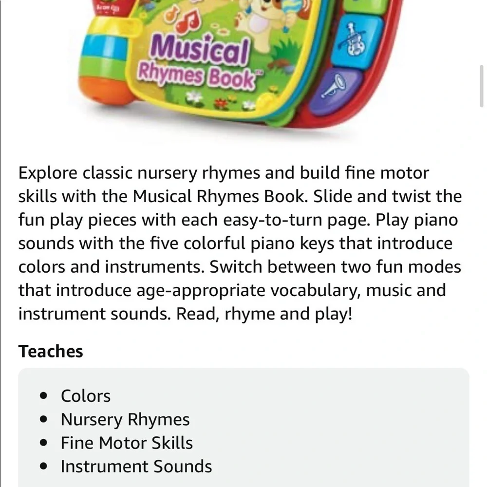 Children’s musical rhymes interactive learning book vtech
